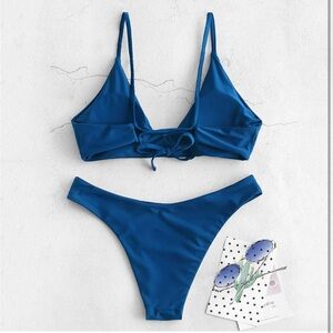 Blue Adjustable Back Bikini Top Small